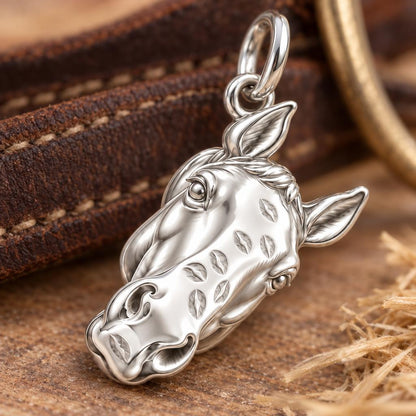 Kisses for My Horse Charm Bracelet – Personalized Horse Mom Gift – macro detail of the charm