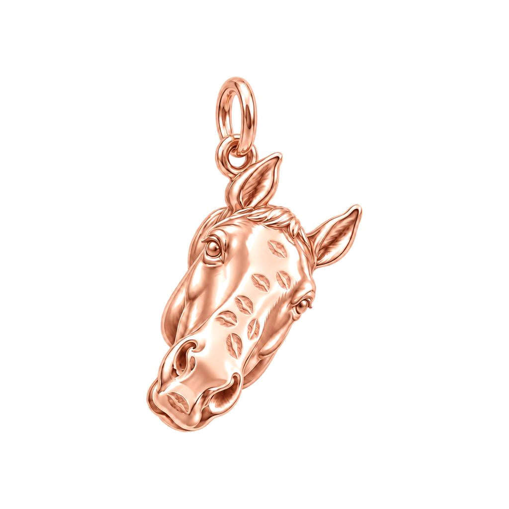 Kisses for My Horse Charm Bracelet – Personalized Horse Mom Gift – rose gold charm, front view