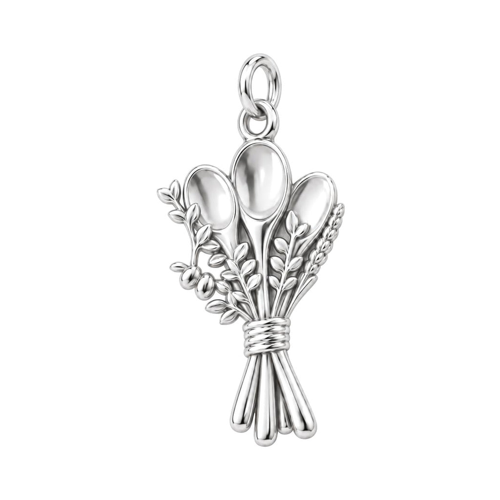 Kitchen Bouquet Charm Bracelet – Personalized Baker Gift – silver charm, front view
