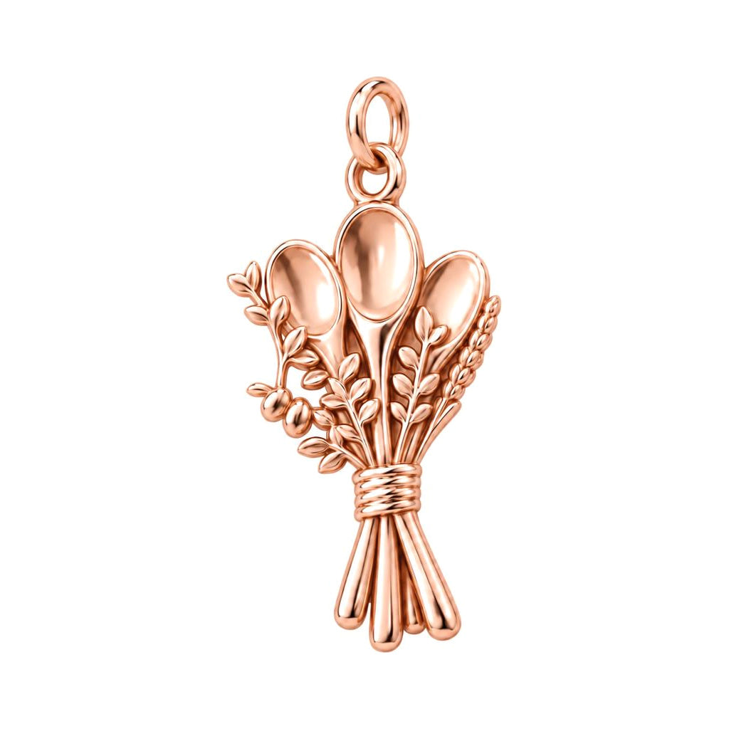 Kitchen Bouquet Charm Bracelet – Personalized Baker Gift – rose gold charm, front view