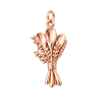 Kitchen Bouquet Charm Bracelet – Personalized Baker Gift – rose gold charm, front view
