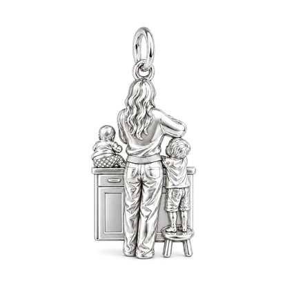 Kitchen Counter Moments Charm Bracelet – Personalized Mom Gift – silver charm, front view