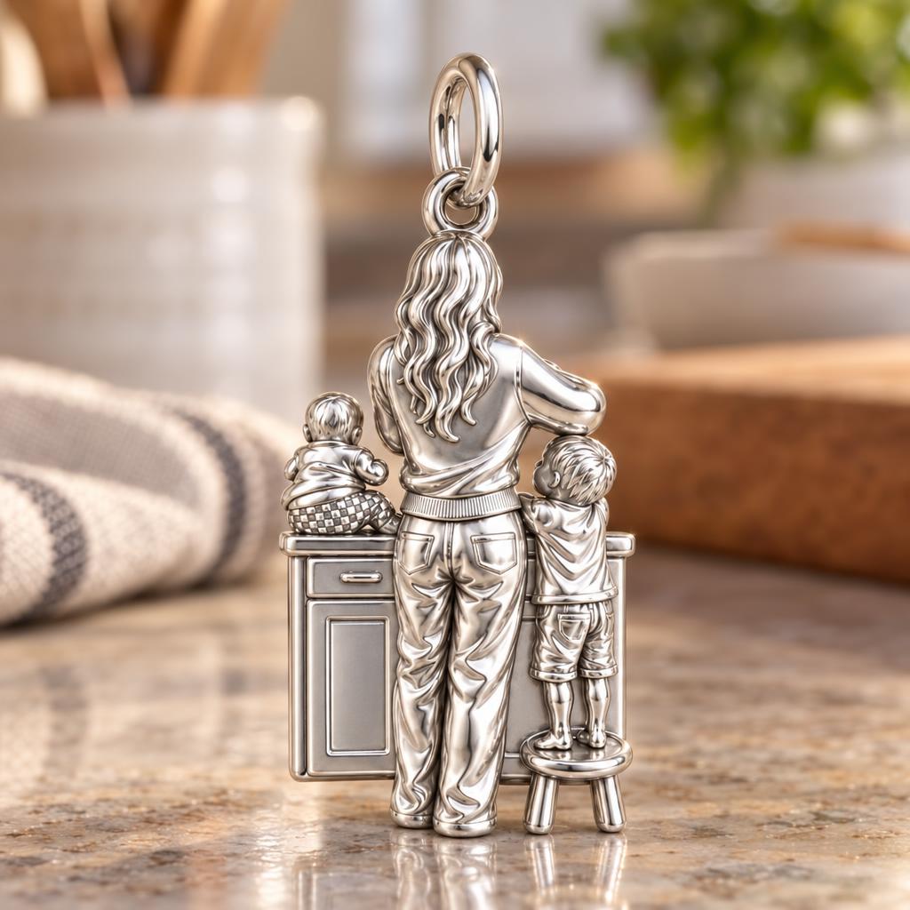 Kitchen Counter Moments Charm Bracelet – Personalized Mom Gift – macro detail of the charm