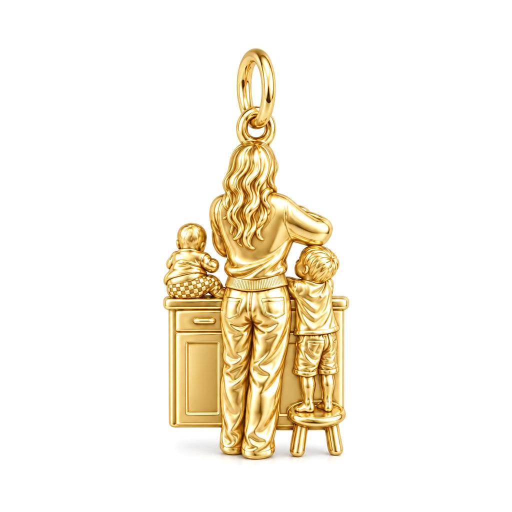 Kitchen Counter Moments Charm Bracelet – Personalized Mom Gift – 18K gold charm, front view