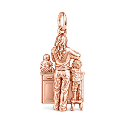Kitchen Counter Moments Charm Bracelet – Personalized Mom Gift – rose gold charm, front view