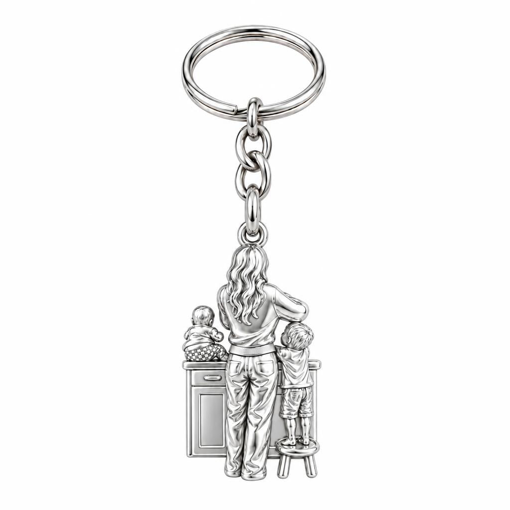 Kitchen Counter Moments Charm Keychain – silver, front view