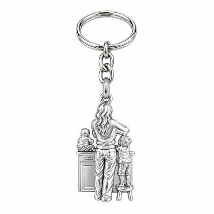 Kitchen Counter Moments Charm Keychain – silver, front view