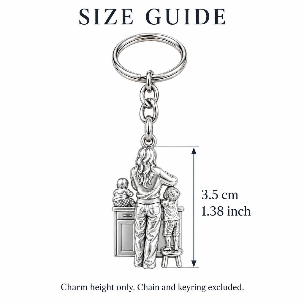 Kitchen Counter Moments Charm Keychain – size guide, 3.5 cm (1.38 in) charm, chain and keyring excluded