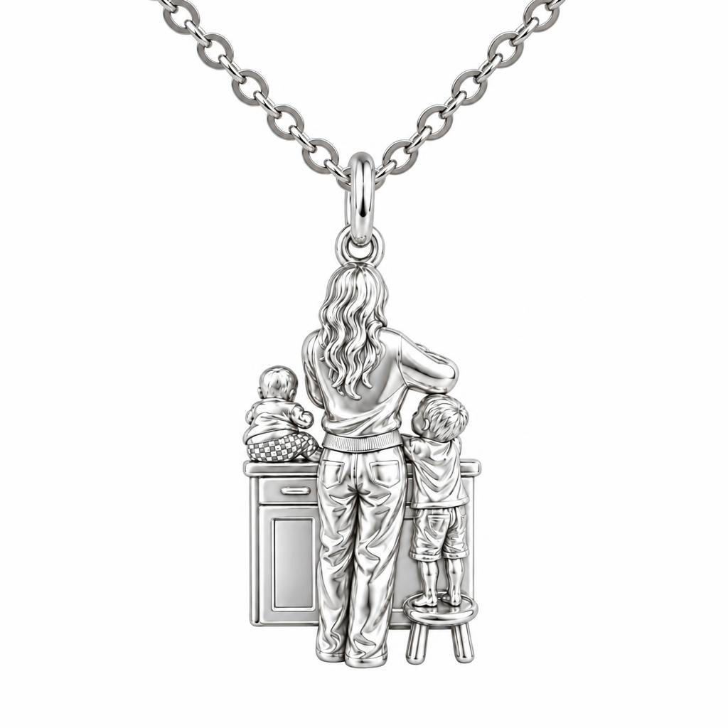 Kitchen Counter Moments Charm Necklace Set – silver, front view