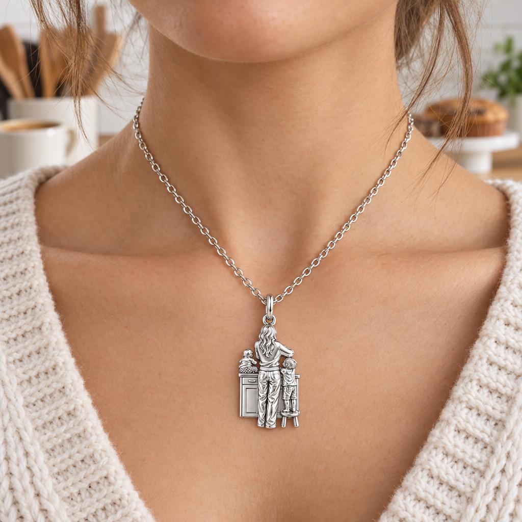 Kitchen Counter Moments Charm Necklace Set – worn / in use