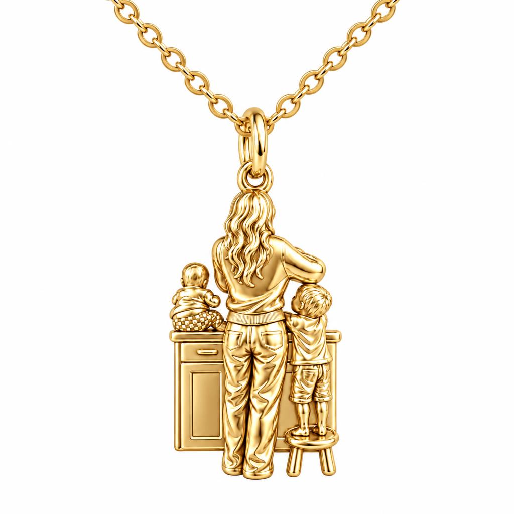 Kitchen Counter Moments Charm Necklace Set – 18K gold, front view