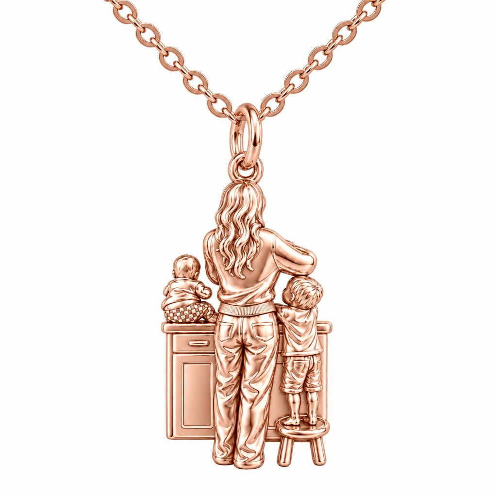 Kitchen Counter Moments Charm Necklace Set – rose gold, front view