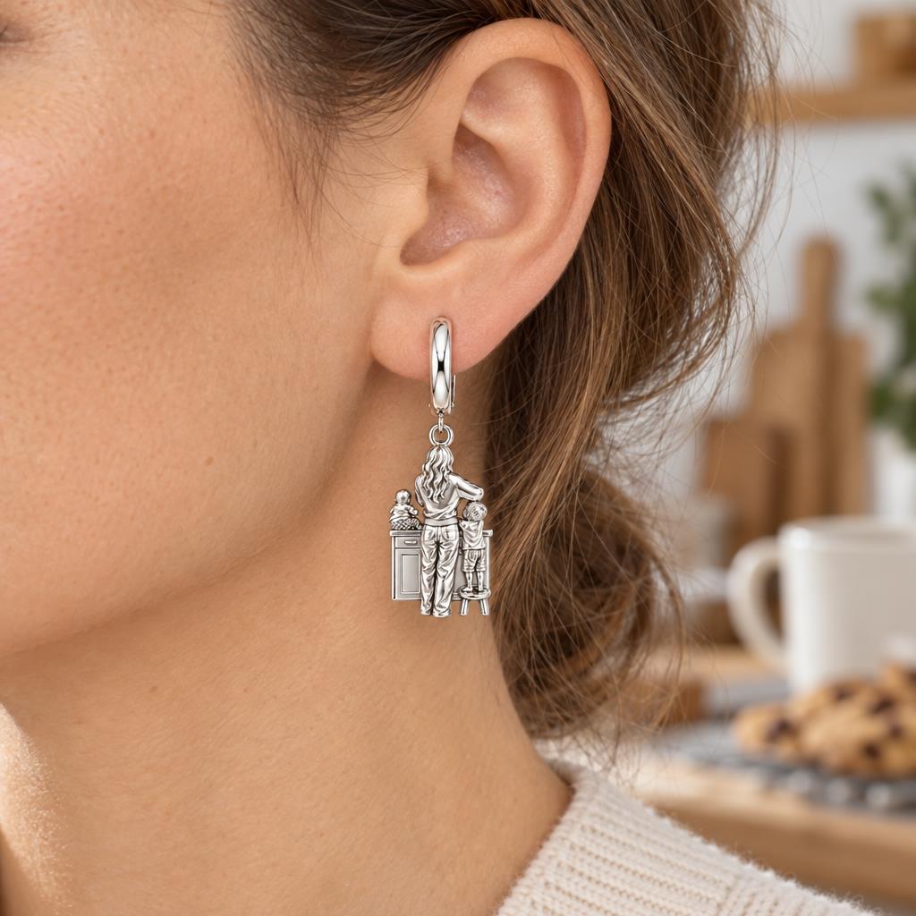 Kitchen Counter Moments Huggie Charm Earrings – worn / in use