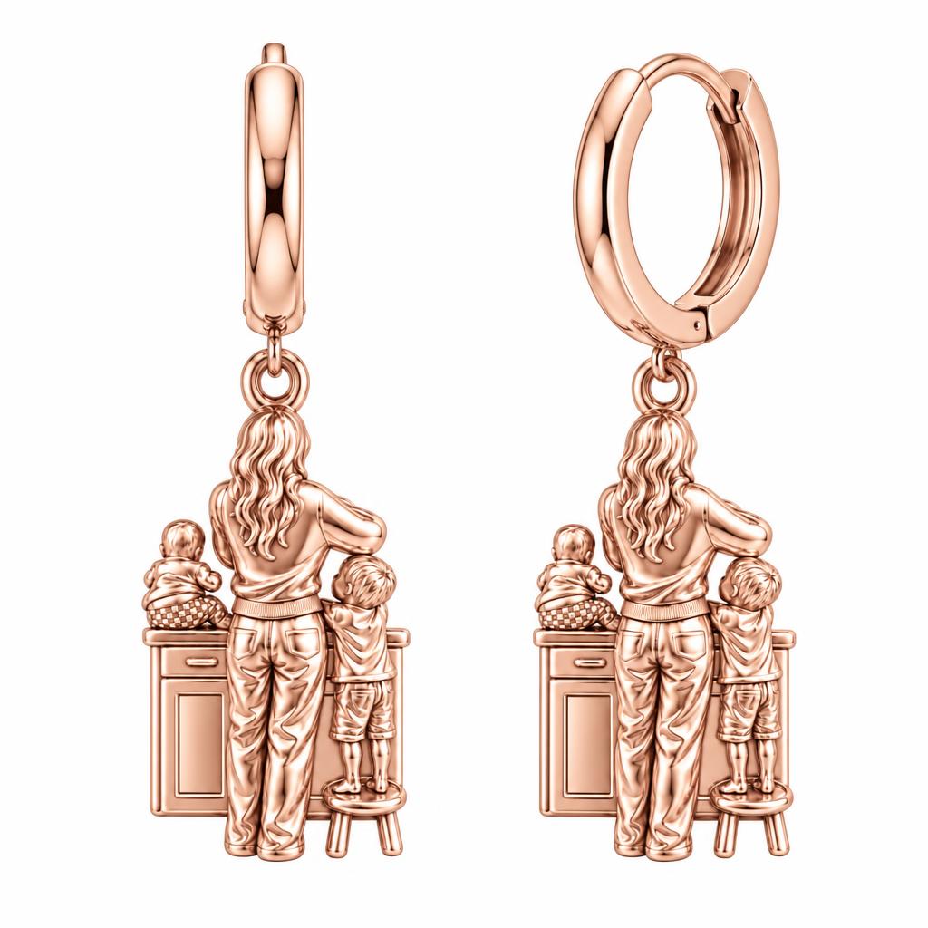 Kitchen Counter Moments Huggie Charm Earrings – rose gold, front view
