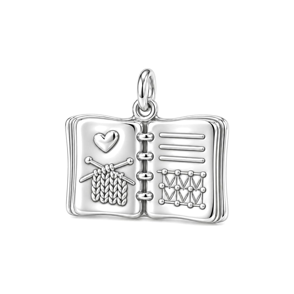 Knitting Pattern Notebook Charm and Polyester Cord Bracelet Set