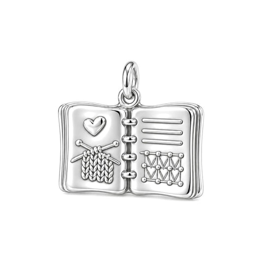 Knitting Pattern Notebook Charm and Polyester Cord Bracelet Set