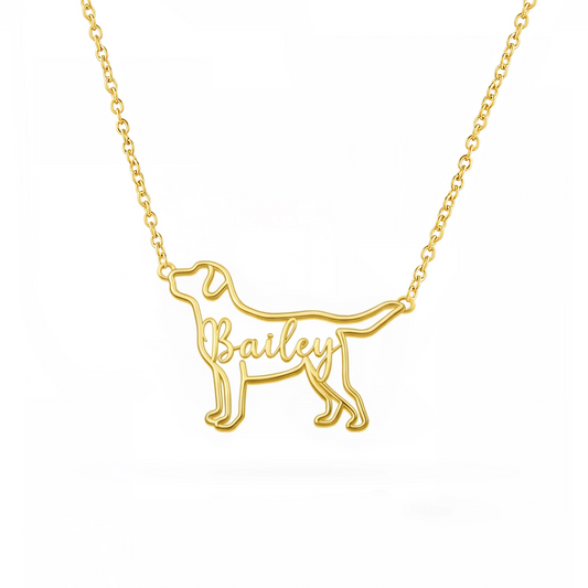 The Fine Line Labrador Retriever Portrait – Custom Dog Outline Handcrafted Necklace