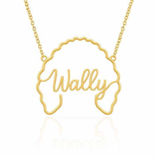 Labradoodle Whisper of Paws - Personalized Outline Your Pet's Face and Name Necklace