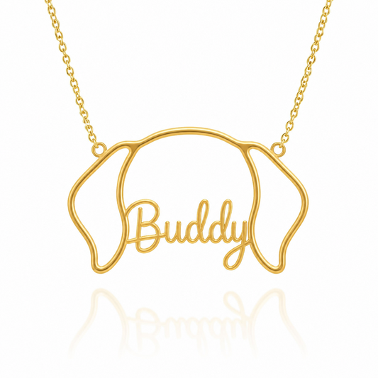 Labrador Retriever Whisper of Paws - Personalized Outline Your Pet's Face and Name Necklace