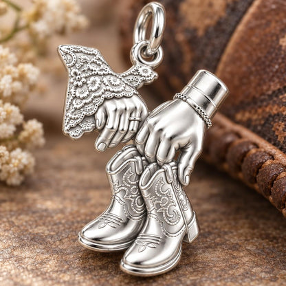 Lace and Leather Charm Bracelet – Personalized Couple Gift – macro detail of the charm