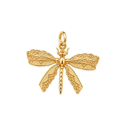 Lace Wing Dragonfly Charm Bracelet – Personalized Mom Gift – 18K gold charm, front view