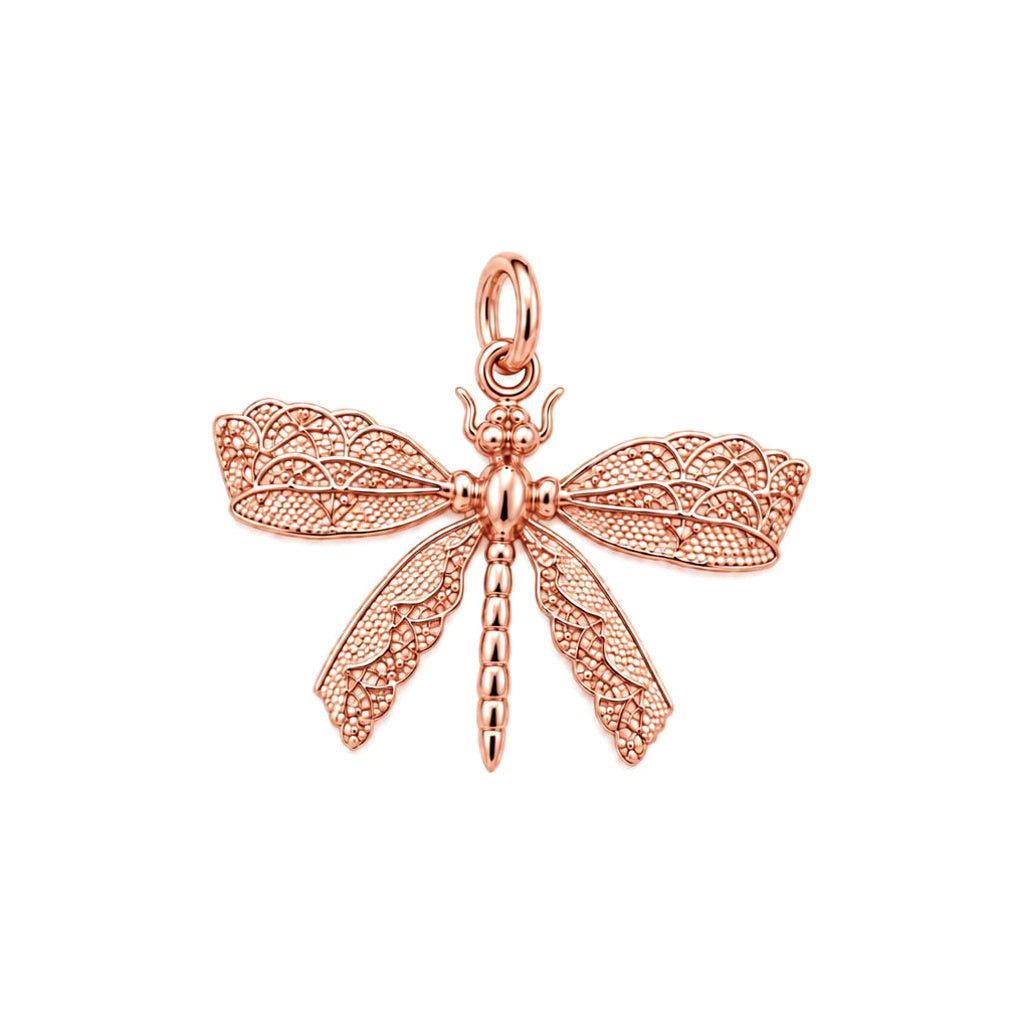 Lace Wing Dragonfly Charm Bracelet – Personalized Mom Gift – rose gold charm, front view