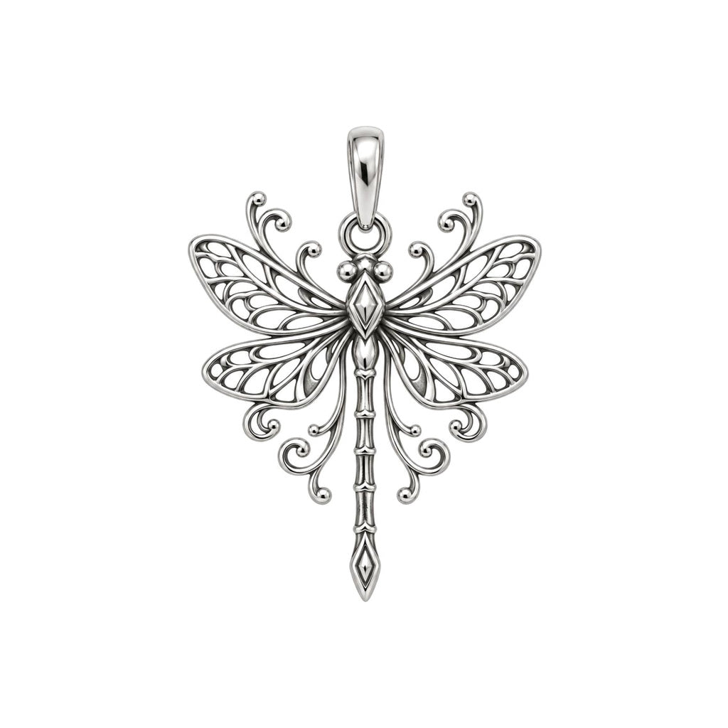 Lacy Wings Dragonfly Charm Bracelet – Personalized Mom Gift – silver charm, front view