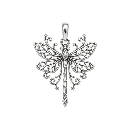 Lacy Wings Dragonfly Charm Bracelet – Personalized Mom Gift – silver charm, front view
