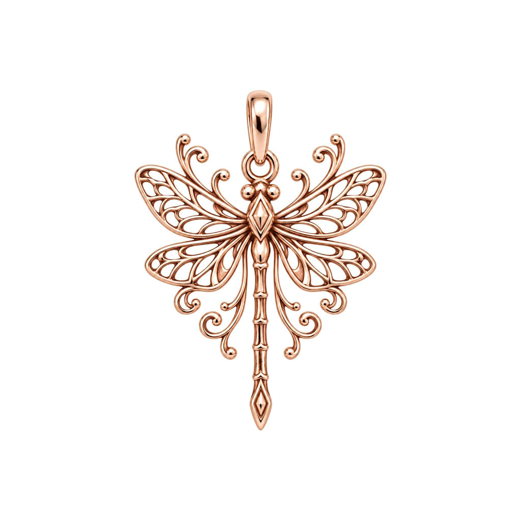 Lacy Wings Dragonfly Charm Bracelet – Personalized Mom Gift – rose gold charm, front view
