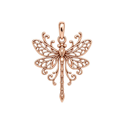 Lacy Wings Dragonfly Charm Bracelet – Personalized Mom Gift – rose gold charm, front view