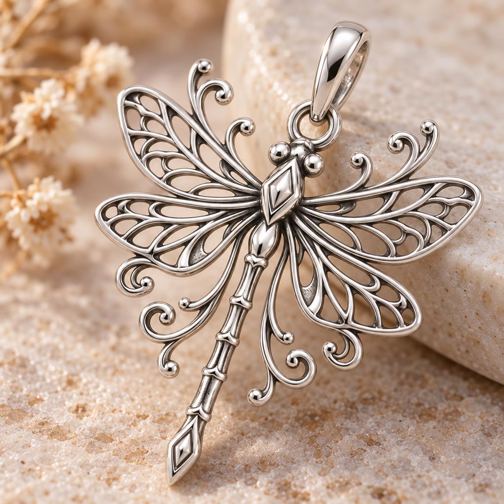 Lacy Wings Dragonfly Charm Bracelet – Personalized Mom Gift – macro detail of the charm