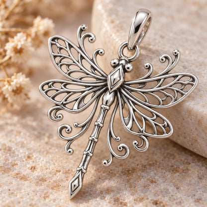 Lacy Wings Dragonfly Charm Bracelet – Personalized Mom Gift – macro detail of the charm
