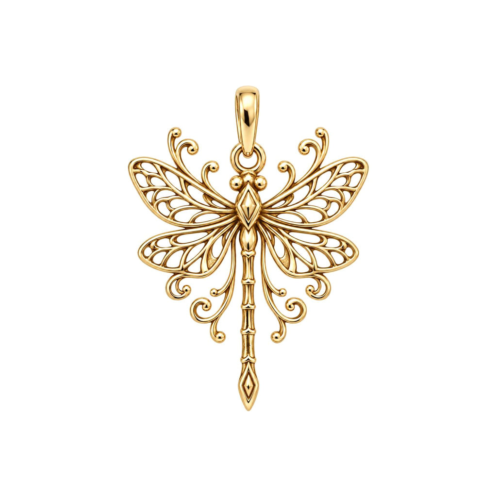 Lacy Wings Dragonfly Charm Bracelet – Personalized Mom Gift – 18K gold charm, front view