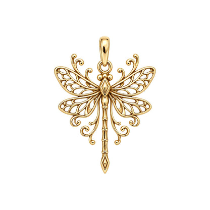 Lacy Wings Dragonfly Charm Bracelet – Personalized Mom Gift – 18K gold charm, front view