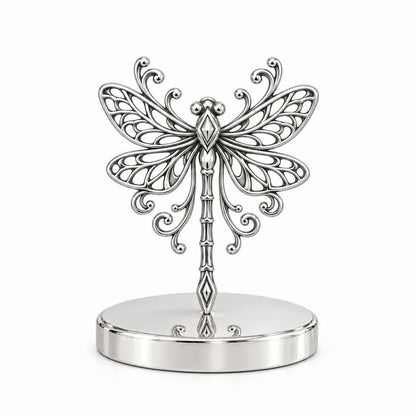 Lacy Wings Dragonfly Keepsake Plaque – silver, front view