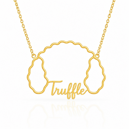 Lagotto Romagnolo Whisper of Paws - Personalized Outline Your Pet's Face and Name Necklace