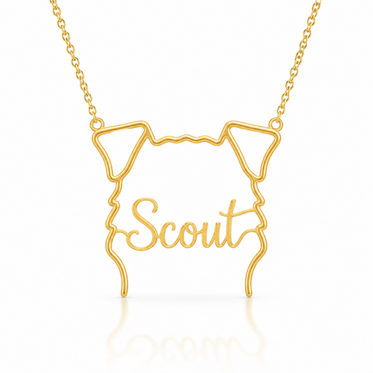 Lakeland Terrier Whisper of Paws - Personalized Outline Your Pet's Face and Name Necklace