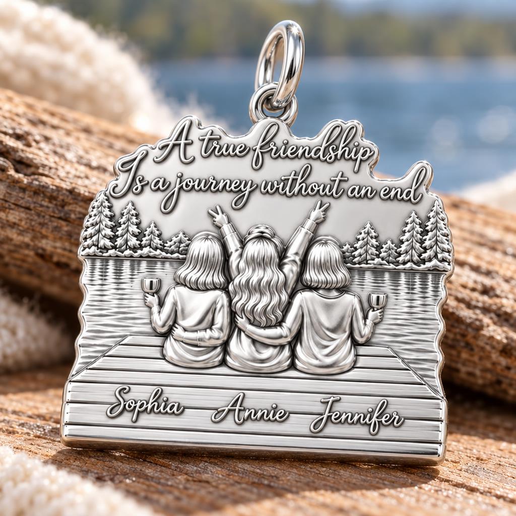 Lakeside Best Friends Charm Bracelet – Personalized Couple Gift – macro detail of the charm