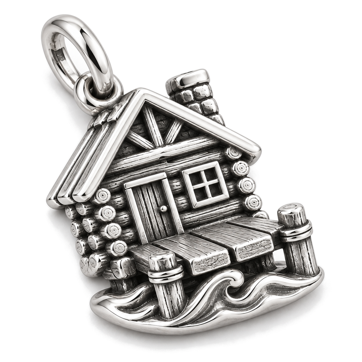 Lakeside Cabin Charm — Silver Super Macro | charm-topics-remaining-444-2026-09-14 | topic-127