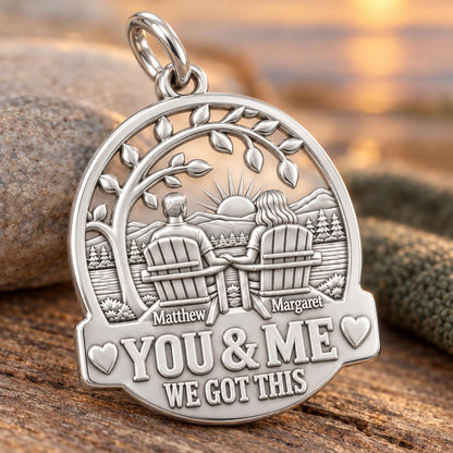 Lakeside Sunset Charm Bracelet – Personalized Couple Gift – macro detail of the charm