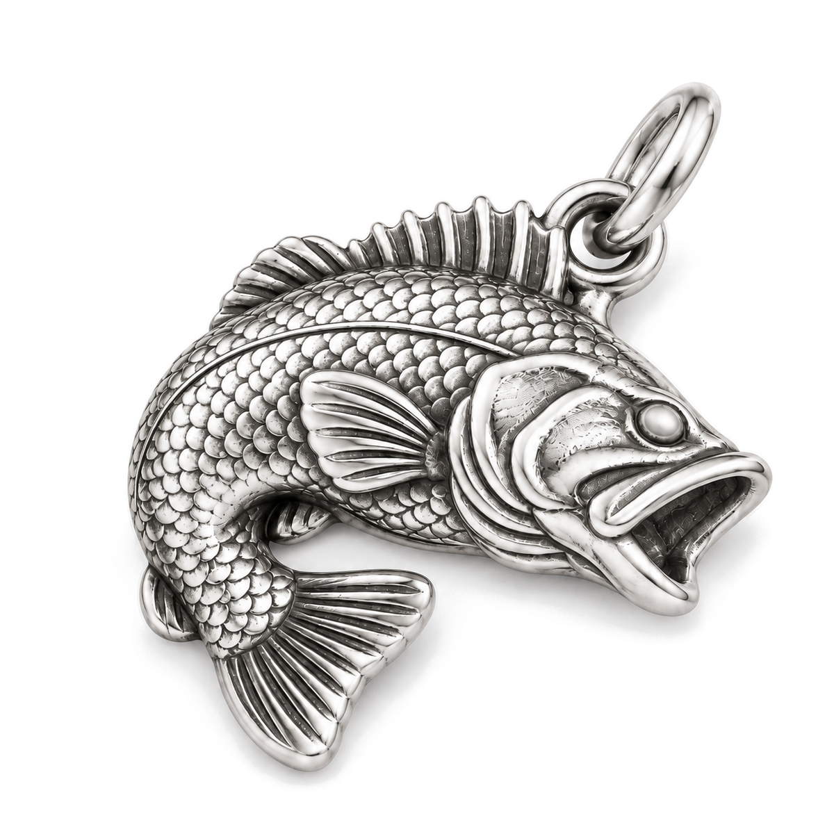 Largemouth Bass Charm — Silver Super Macro | charm-topics-remaining-444-2026-09-14 | topic-126