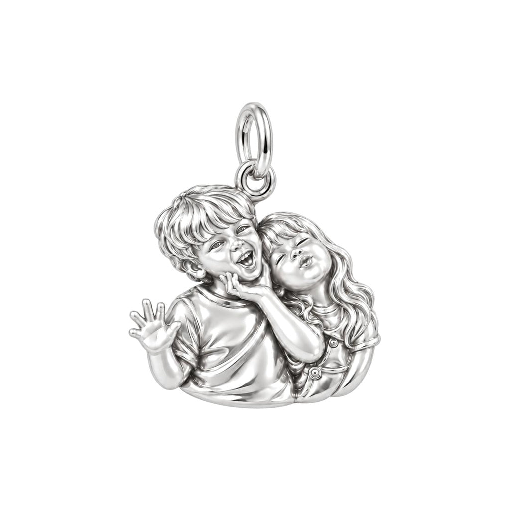 Laughter and Love Charm Bracelet – Personalized Mom Gift – silver charm, front view
