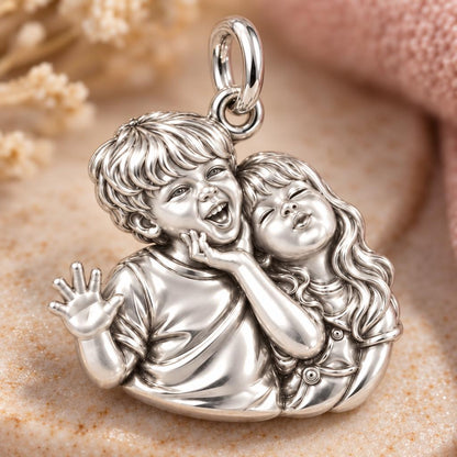 Laughter and Love Charm Bracelet – Personalized Mom Gift – macro detail of the charm
