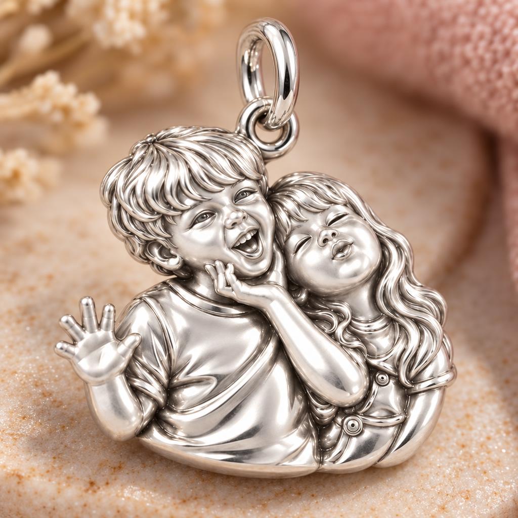 Laughter and Love Charm Bracelet – Personalized Mom Gift – macro detail of the charm