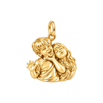 Laughter and Love Charm Bracelet – Personalized Mom Gift – 18K gold charm, front view