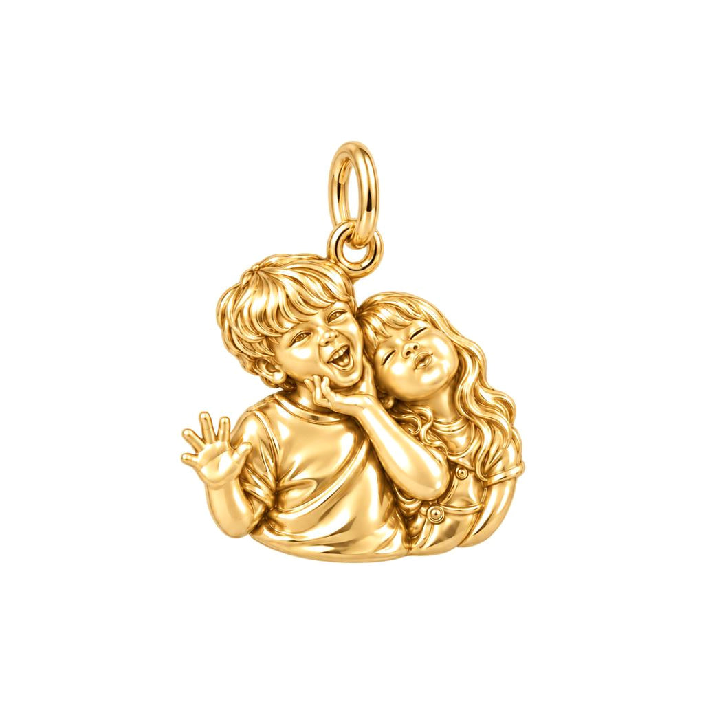 Laughter and Love Charm Bracelet – Personalized Mom Gift – 18K gold charm, front view