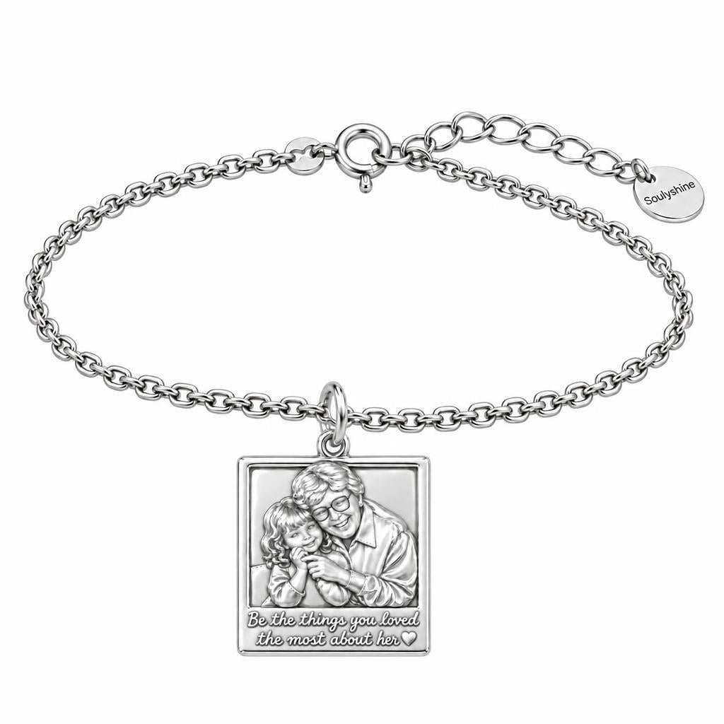 Legacy Portrait Frame Charm Bracelet Set – silver, front view
