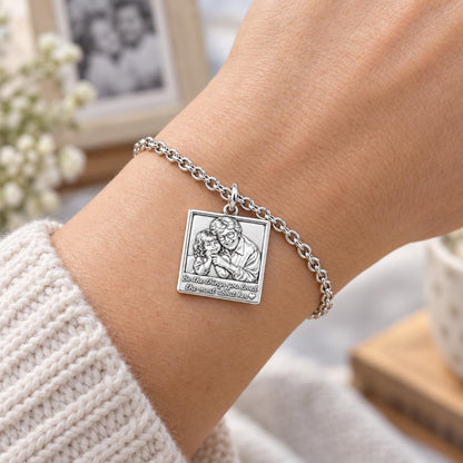 Legacy Portrait Frame Charm Bracelet Set – worn / in use