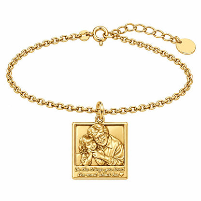 Legacy Portrait Frame Charm Bracelet Set – 18K gold, front view