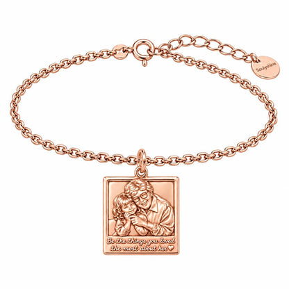 Legacy Portrait Frame Charm Bracelet Set – rose gold, front view